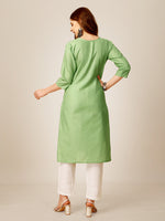 Thumbnail for Malishka Women's Embroidered Cotton Blend Kurta Pant Set-Light Green - Distacart
