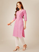 Thumbnail for Malishka Women's Embroidered Cotton Blend Kurta Pant Set-Pink - Distacart