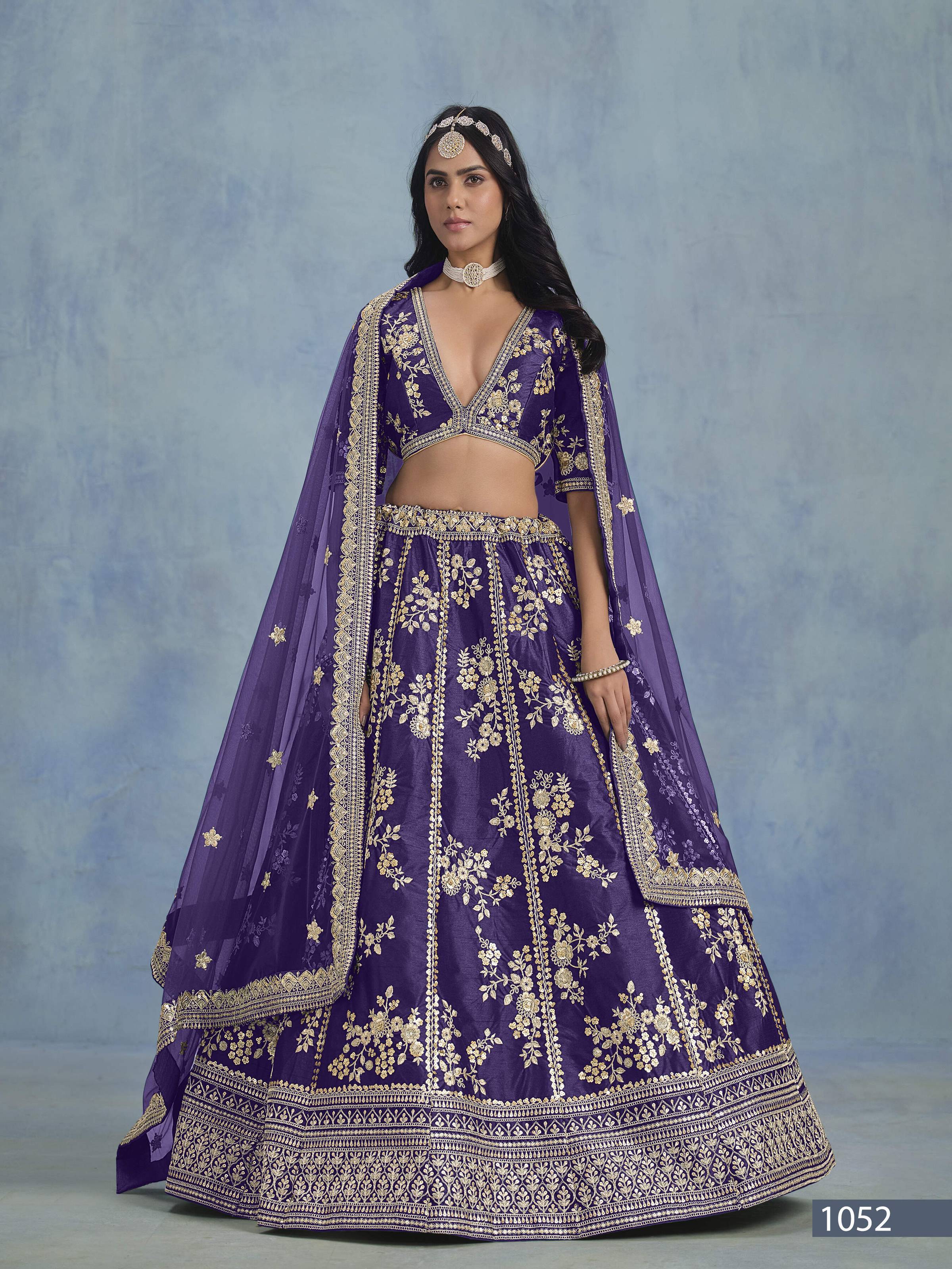 Anaita Purple Embroidered Heavy Art Silk Designer Lehenga With Blouse - Distacart