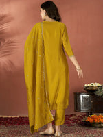 Thumbnail for Vegaa Fashion Mustard Vichitra Silk Embroidered Salwar Suit