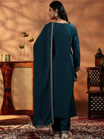 Thumbnail for Vegaa Fashion Rama Mustard Vichitra Silk Embroidered Salwar Suit