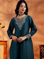 Thumbnail for Vegaa Fashion Rama Mustard Vichitra Silk Embroidered Salwar Suit