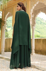 Thumbnail for Vegaa Fashion Green Georgette Embroidered Anarkali Suit With Strug