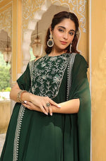 Thumbnail for Vegaa Fashion Green Georgette Embroidered Anarkali Suit With Strug
