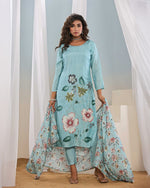 Thumbnail for Vegaa Fashion Sky Blue Franch Crab Printed Salwar Suit