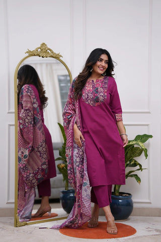 Vegaa Fashion Purple Reyon Printed Salwar Suit