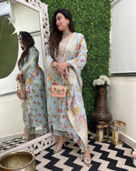Thumbnail for Vegaa Fashion Sky Blue Chanderi Silk Embroidered Salwar Suit