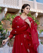 Thumbnail for Vegaa Fashion Red Chanderi Silk Embroidered Salwar Suit