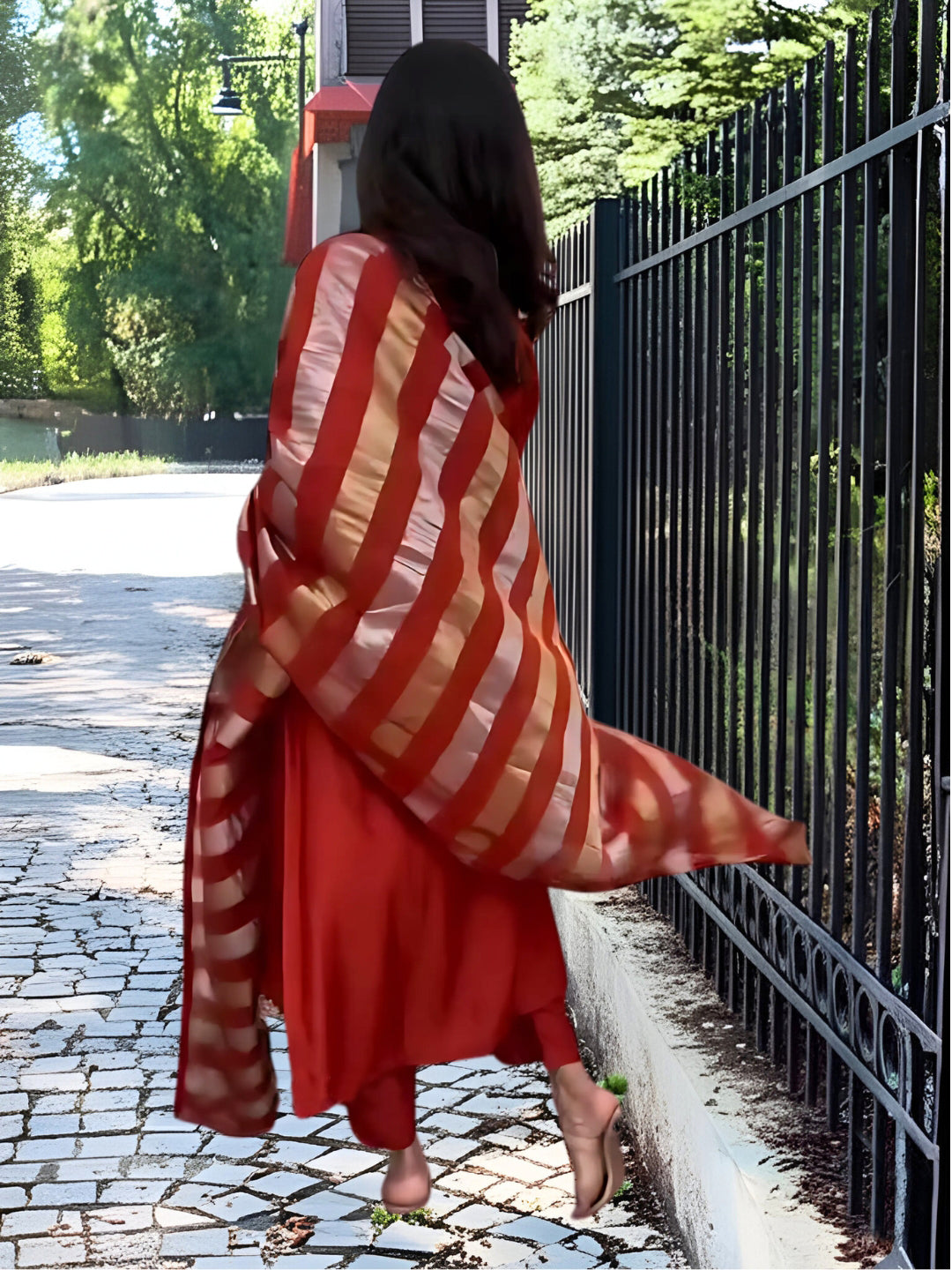 Vegaa Fashion Orange Chanderi Silk Embroidered Salwar Suit