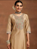 Thumbnail for Vegaa Fashion Cream Chanderi Silk Embroidered Salwar Suit