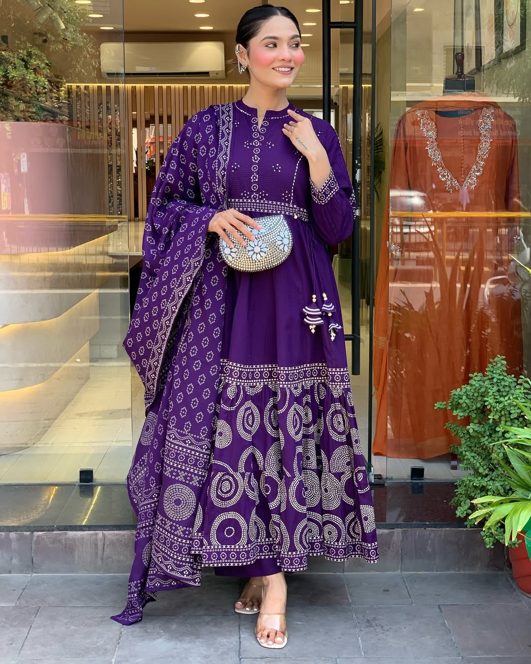 Vegaa Fashion Violet Muslin Cotton Embroidered Salwar Suit