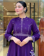 Thumbnail for Vegaa Fashion Violet Muslin Cotton Embroidered Salwar Suit