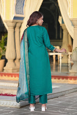 Thumbnail for Vegaa Fashion Turqiouse Chanderi Silk Embroidered Salwar Suit