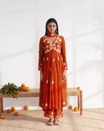 Thumbnail for Vegaa Fashion Orange Vichitra Silk Embroidered Salwar Suit
