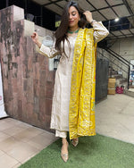Thumbnail for Vegaa Fashion Off White Chanderi Silk Embroidered Salwar Suit