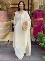 Thumbnail for Vegaa Fashion Off White Art Silk Embroidered Salwar Suit