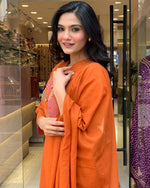 Thumbnail for Vegaa Fashion Orange Reyon Embroidered Salwar Suit