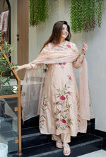 Thumbnail for Vegaa Fashion Light Peach Chanderi Silk Embroidered Salwar Suit