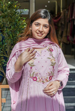 Thumbnail for Vegaa Fashion Light Pink Chanderi Silk Embroidered Salwar Suit