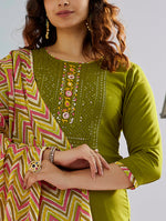 Thumbnail for Vegaa Fashion Mahendi Muslin Cotton Embroidered Salwar Suit