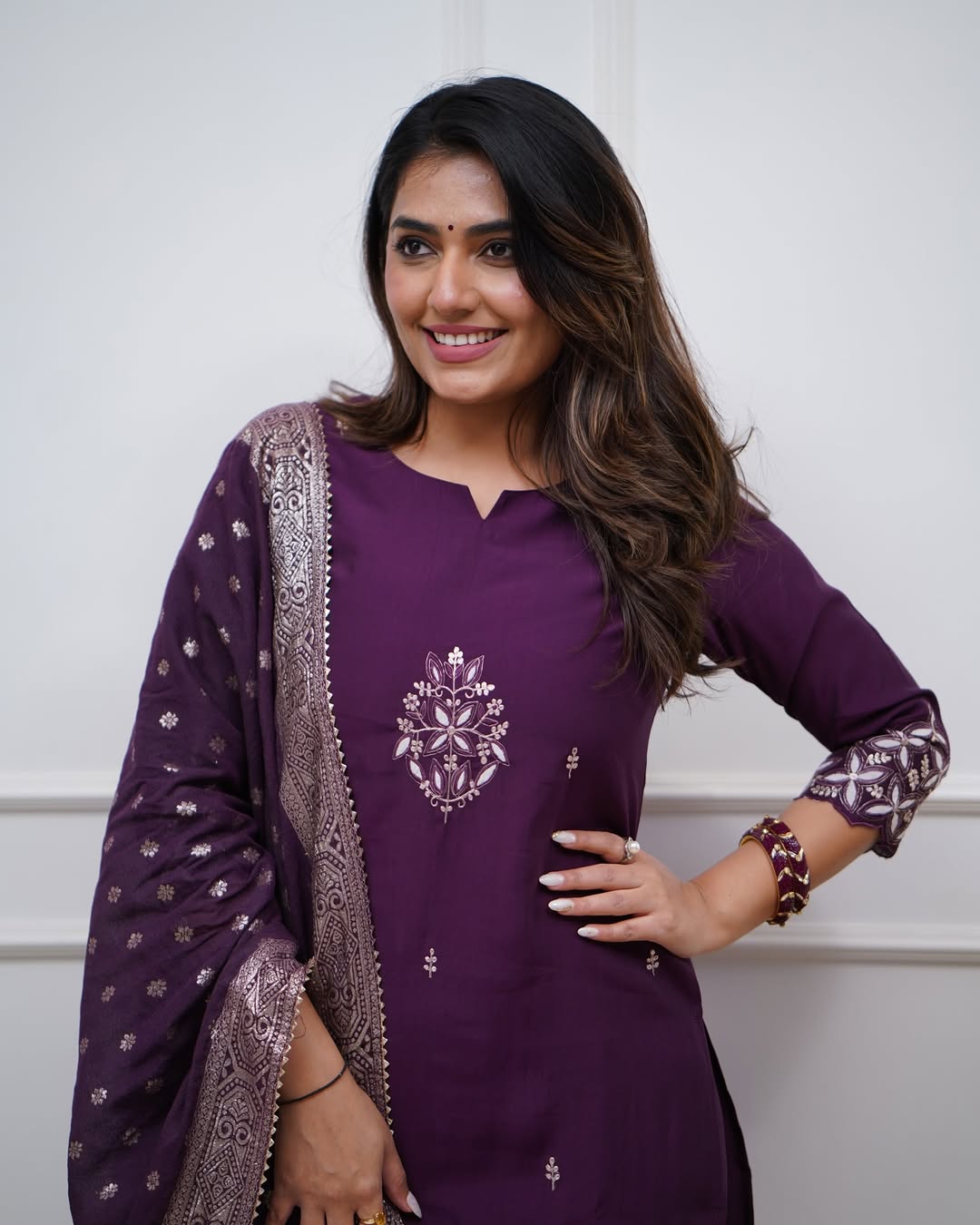 Vegaa Fashion Purple Chanderi Silk Embroidered Salwar Suit