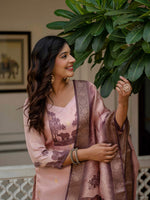 Thumbnail for Vegaa Fashion Light Peach Jacquard Silk Printed Salwar Suit
