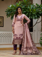 Thumbnail for Vegaa Fashion Light Peach Jacquard Silk Printed Salwar Suit