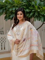 Thumbnail for Vegaa Fashion Off White Roman Silk Embroidered Salwar Suit