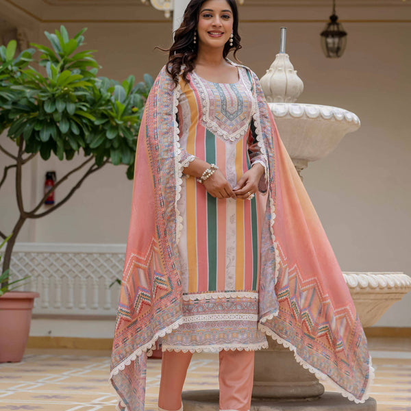 Vegaa Fashion Orange Rayon Embroidered Salwar Suit - Distacart