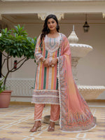 Thumbnail for Vegaa Fashion Orange Rayon Embroidered Salwar Suit