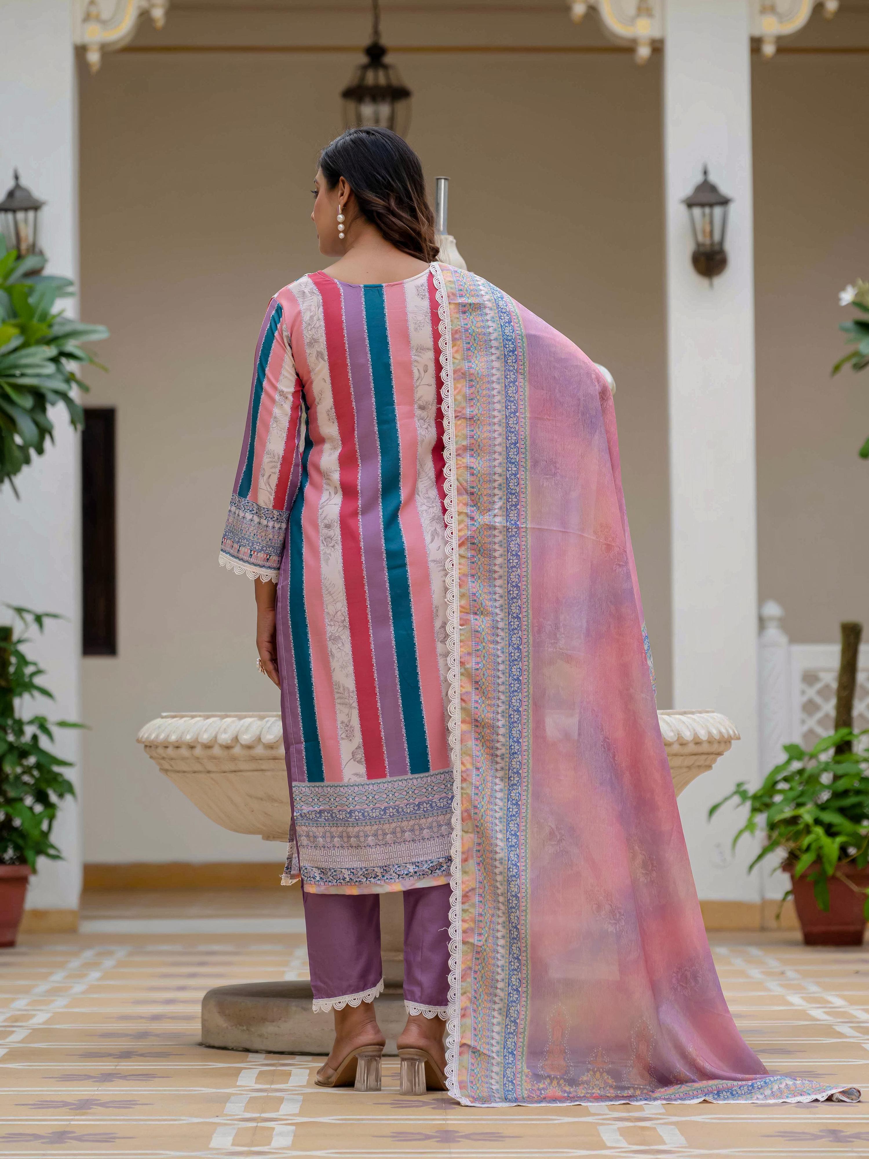 Vegaa Fashion Pink Rayon Embroidered Salwar Suit