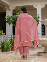 Thumbnail for Vegaa Fashion Light Pink Roman Silk Embroidered Salwar Suit