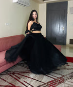 Thumbnail for Lorenvalley Fashion Black Fendy Satin crush with Plain Lehenga Choli with Dupatta