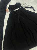 Thumbnail for Lorenvalley Fashion Black Fendy Satin crush with Plain Lehenga Choli with Dupatta