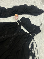 Thumbnail for Lorenvalley Fashion Black Fendy Satin crush with Plain Lehenga Choli with Dupatta