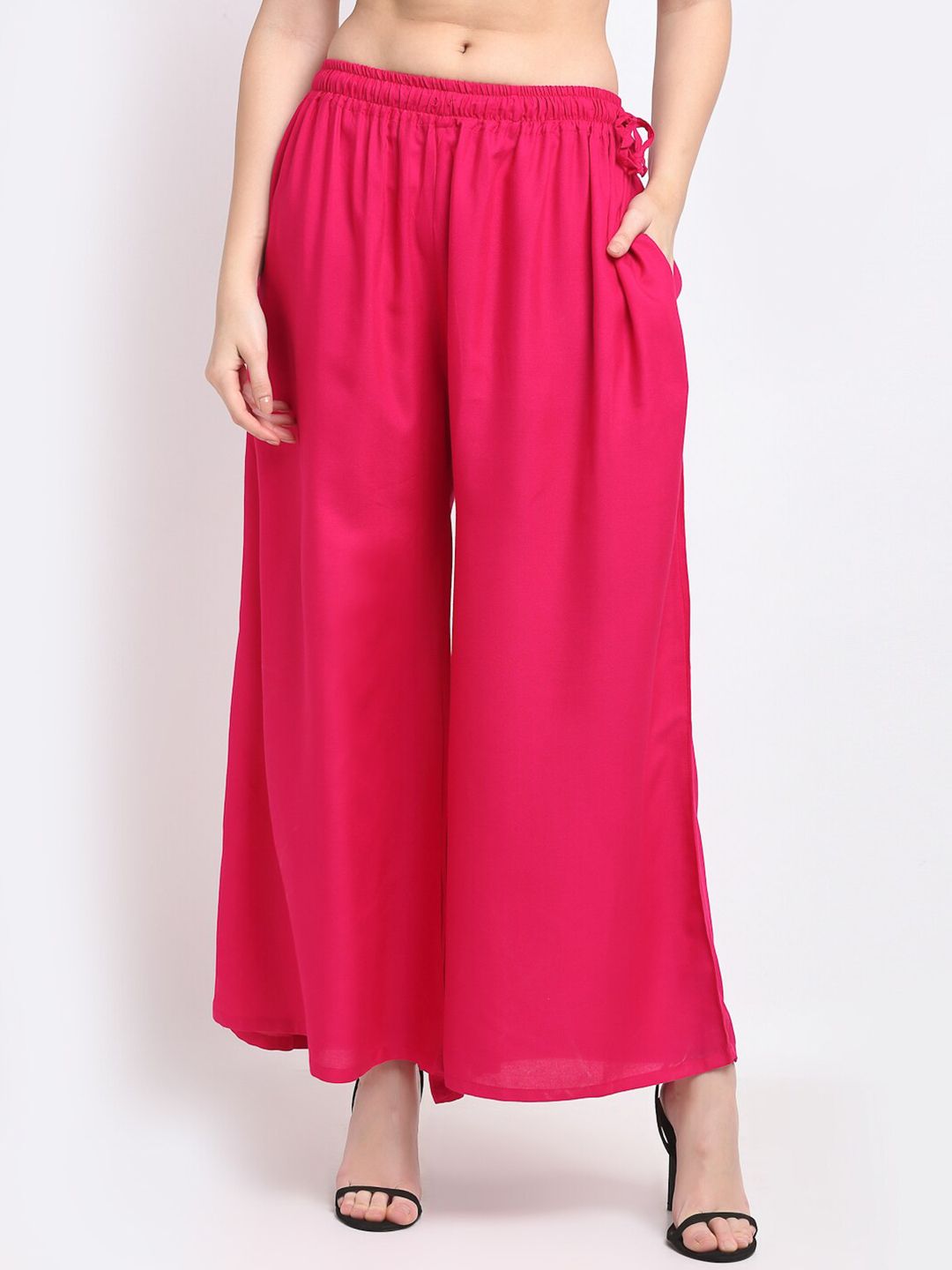 TAG 7 Women Pink Flared Palazzos - Distacart