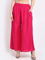 Thumbnail for TAG 7 Women Pink Flared Palazzos