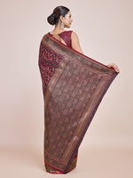 Thumbnail for Monjolika Fashion Banarasi Satin Silk Maroon Weaving Designer Saree - Distacart