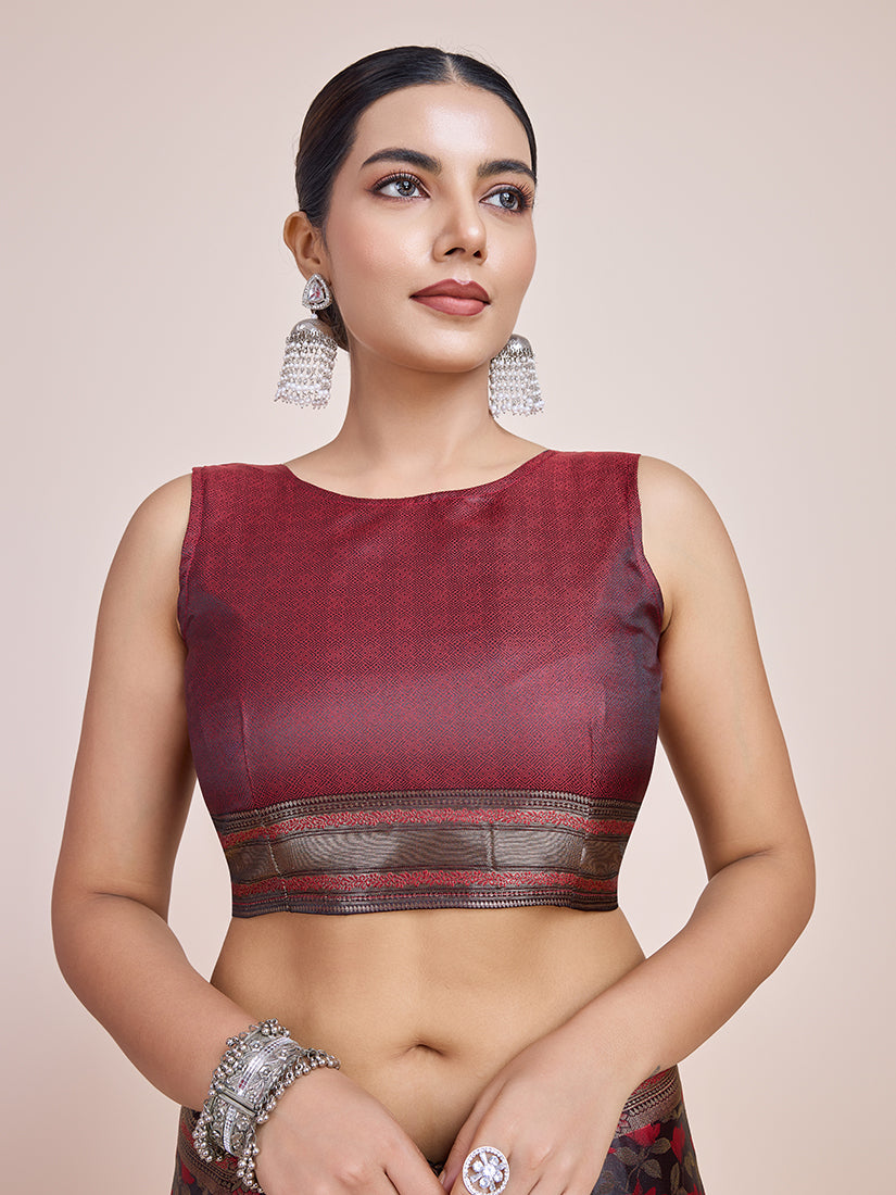 Monjolika Fashion Banarasi Satin Silk Maroon Weaving Designer Saree - Distacart
