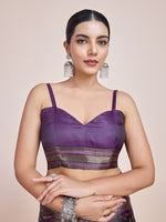 Thumbnail for Monjolika Fashion Banarasi Satin Silk Dark Purple Weaving Designer Saree - Distacart