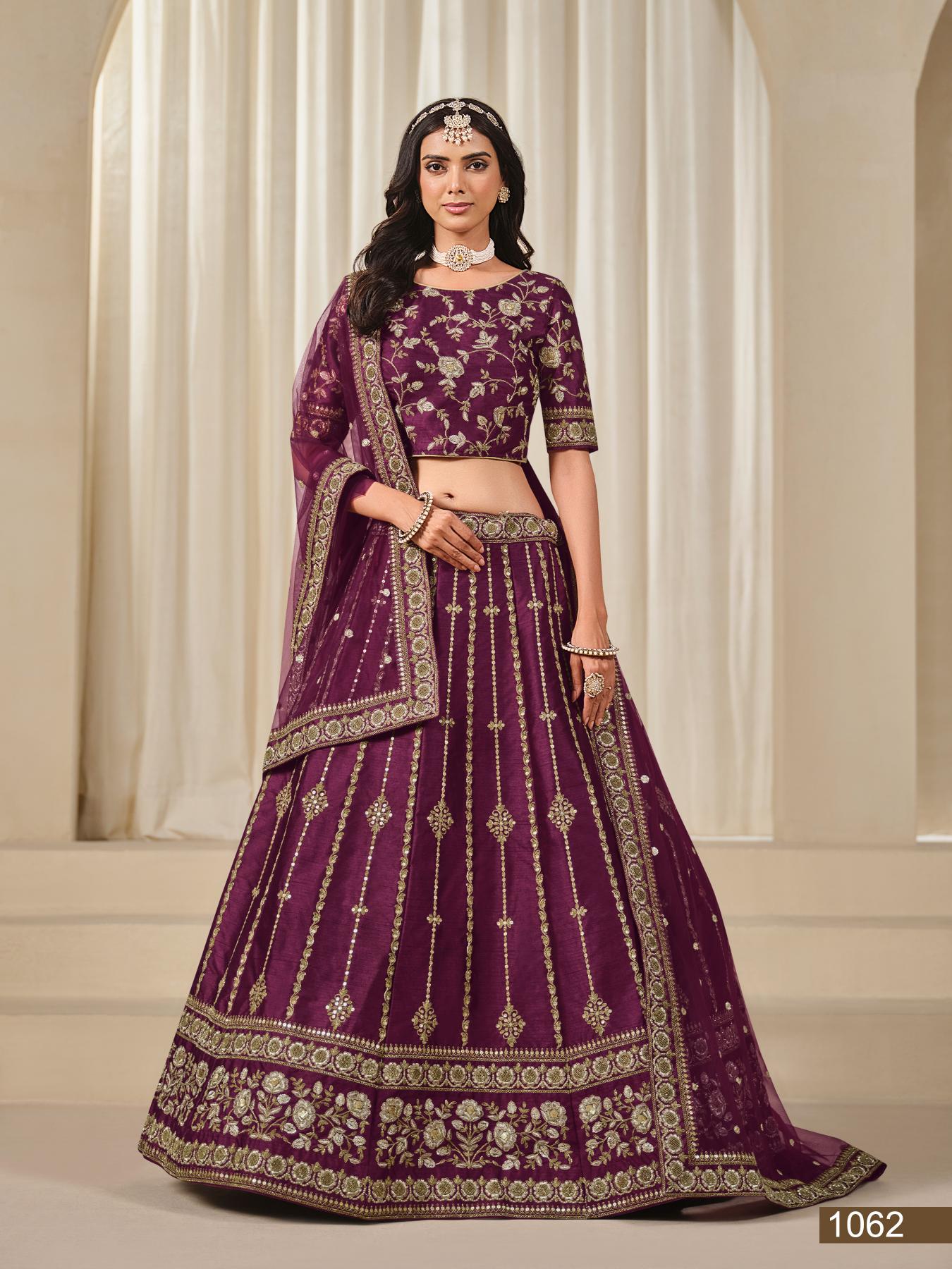 Anaita Purple Embroidered Heavy Art Silk Designer Lehenga With Blouse - Distacart