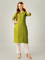 Thumbnail for Malishka Women's Embroidered Cotton Blend Kurta Pant Set-Green - Distacart
