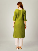 Thumbnail for Malishka Women's Embroidered Cotton Blend Kurta Pant Set-Green - Distacart