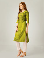 Thumbnail for Malishka Women's Embroidered Cotton Blend Kurta Pant Set-Green - Distacart