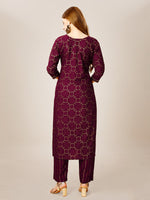 Thumbnail for Malishka Women's Embroidered Rayon Kurta Pant Set-Purple - Distacart
