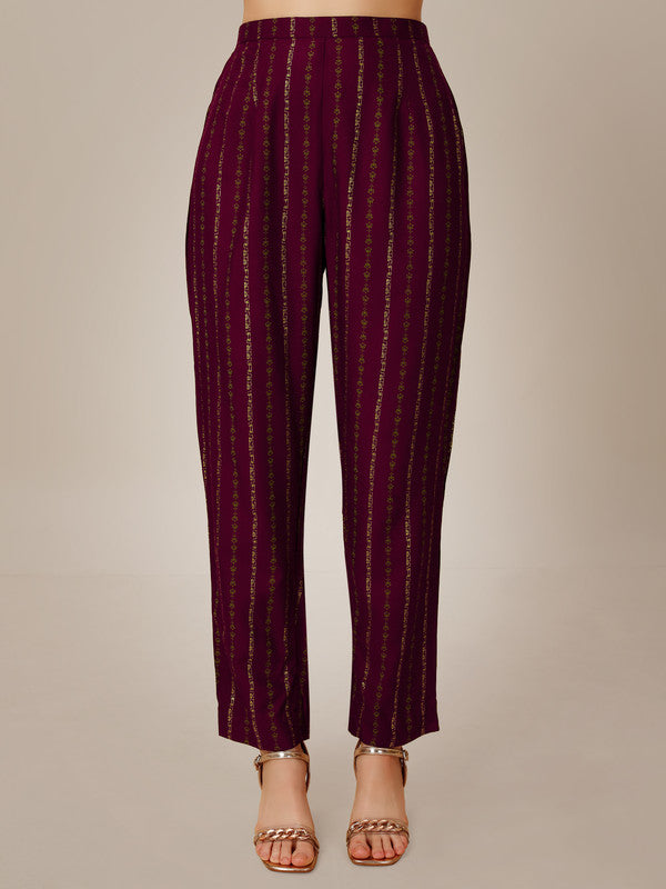 Malishka Women's Embroidered Rayon Kurta Pant Set-Purple - Distacart