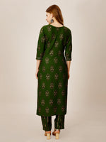 Thumbnail for Malishka Women's Embroidered Rayon Kurta Pant Set-Green - Distacart