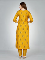 Thumbnail for Malishka Women's Embroidered Rayon Kurta Pant Set-Yellow - Distacart