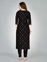 Thumbnail for Malishka Women's Embroidered Rayon Kurta Pant Set-Black - Distacart