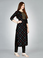 Thumbnail for Malishka Women's Embroidered Rayon Kurta Pant Set-Black - Distacart